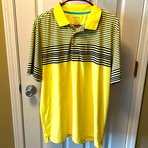 Men’s Chaps golf polo. Yellow with blue stripes. Gorgeous! Like new!! - Picture 1 of 3